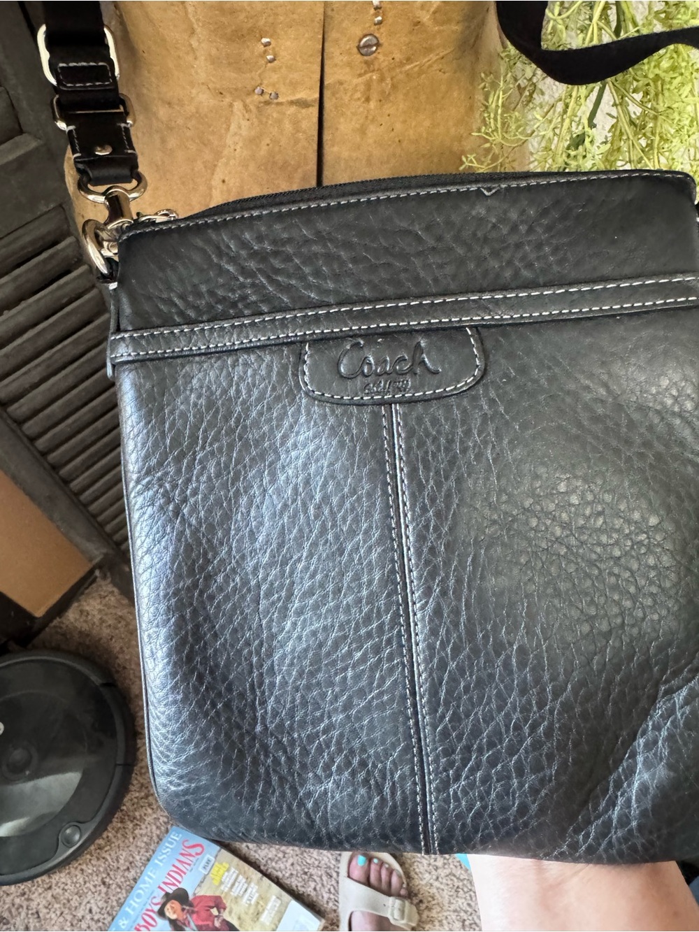 Coach Black Pebbled Leather Crossbody Bag - Picture 2 of 6